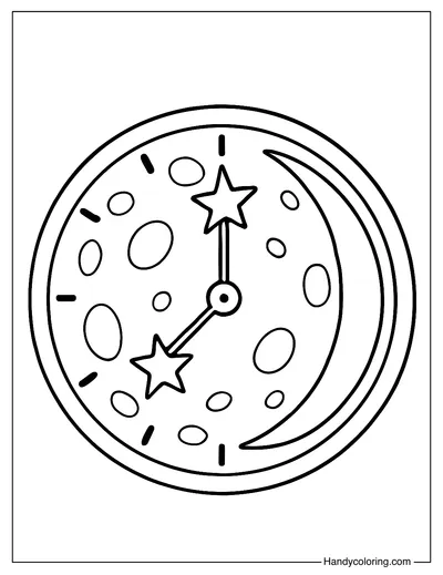 Clockwork Moon Coloring Page