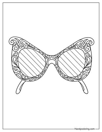 Close-Up of Stylish Sunglasses Coloring Page