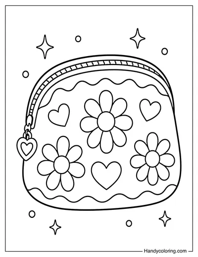 Closed Makeup Pouch with Floral Pattern