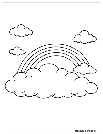 Cloud and Rainbow Coloring Page