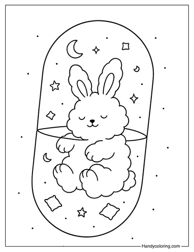 Cloud Bunny Capsule Coloring Page
