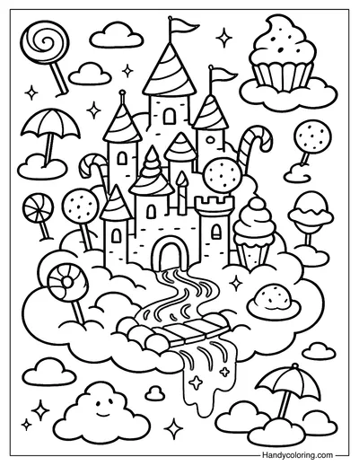 Cloud Candy Land Coloring Page
