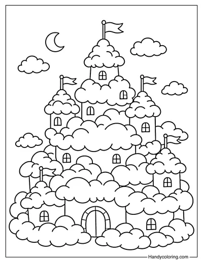 Cloud Castle Coloring Page
