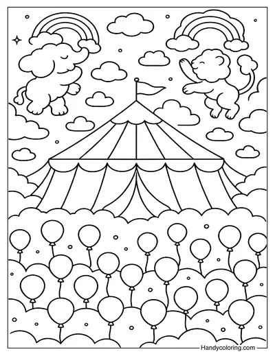Cloud Circus Coloring Page