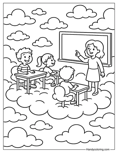 Cloud Classroom Coloring Page