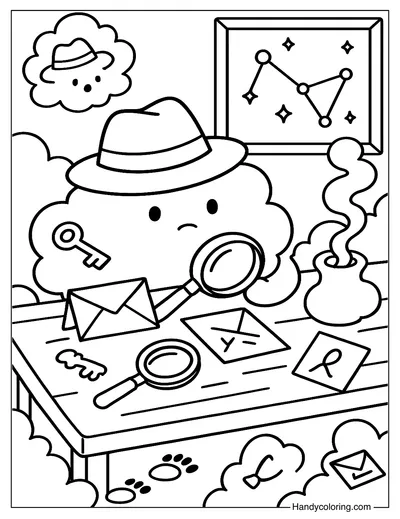 Cloud Detective Agency Coloring Page