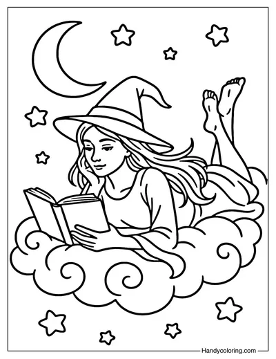 Cloud Dream Witch Coloring Page