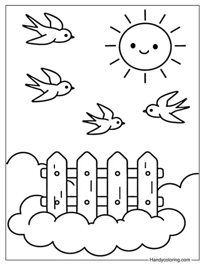 Cloud Fence Coloring Page