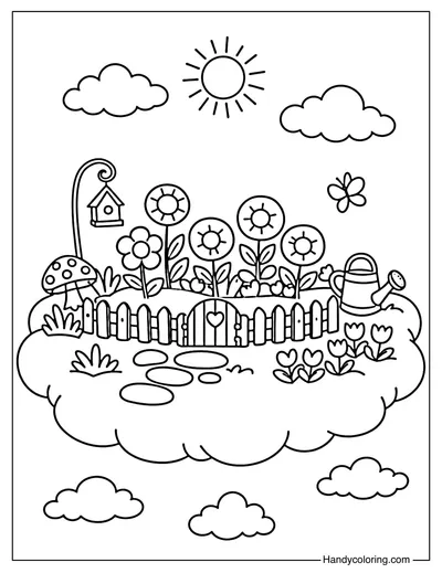 Cloud Garden Coloring Page