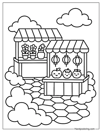 Cloud Market Coloring Page