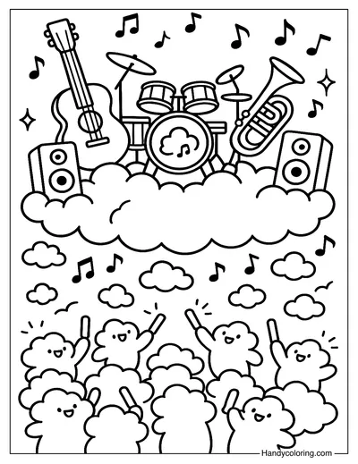 Cloud Music Festival Coloring Page