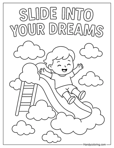 Cloud Slide Coloring Page