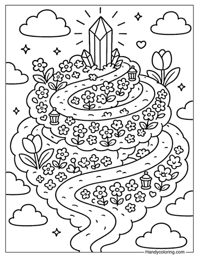 Cloud Spiral Sanctuary Coloring Page
