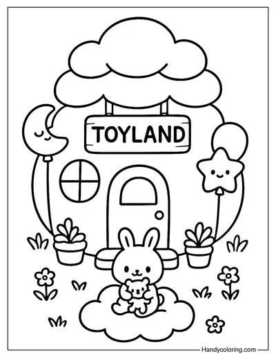 Cloud Toy Shop Coloring Page