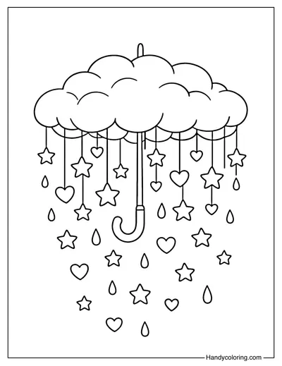 Cloud Umbrella Dream Coloring Page