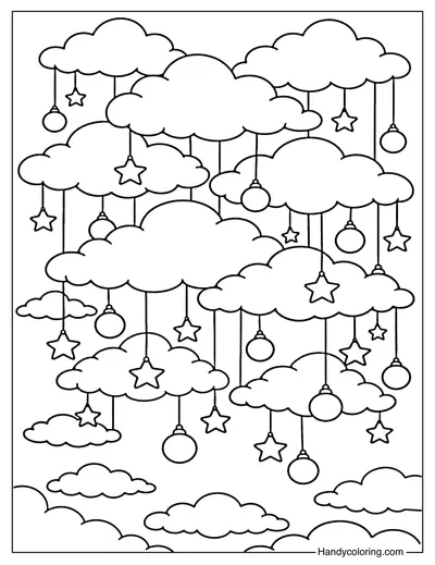 Cloud with Rainbow Coloring Page