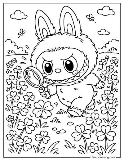 Clover Hunter Labubu to Color
