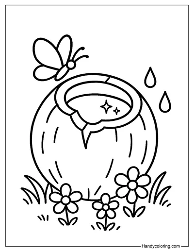 Coconut and Butterfly Meadow Coloring Page