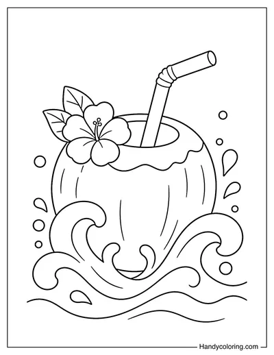 Coconut Drink with Splash Waves