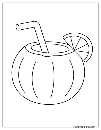 Coconut Drink with Straw and Slice