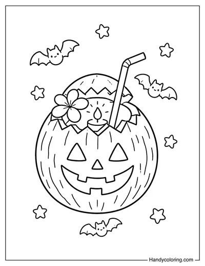 Coconut Halloween Jack-o-Coconut Face