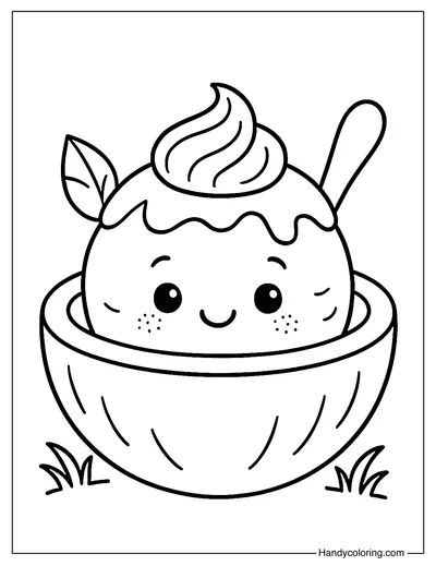Coconut Ice Cream Coloring Page
