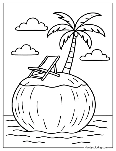 Coconut Island Escape Coloring Page