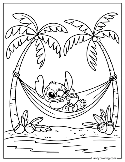 Coconut Nap Stitch Coloring Page