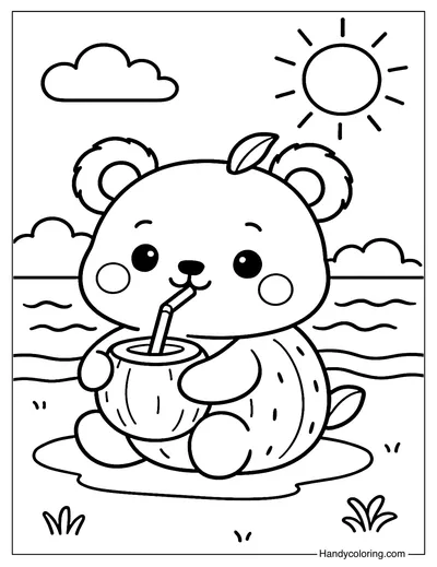 Coconut Panda Coloring Page