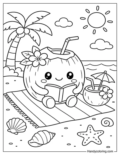 Coconut Reading a Beach Book