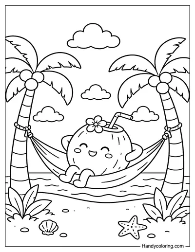 Coconut Relaxing In A Hammock