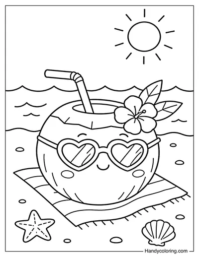 Coconut Summer Beach with Sunglasses