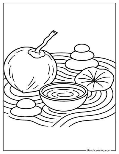 Coconut Zen Garden Coloring Page
