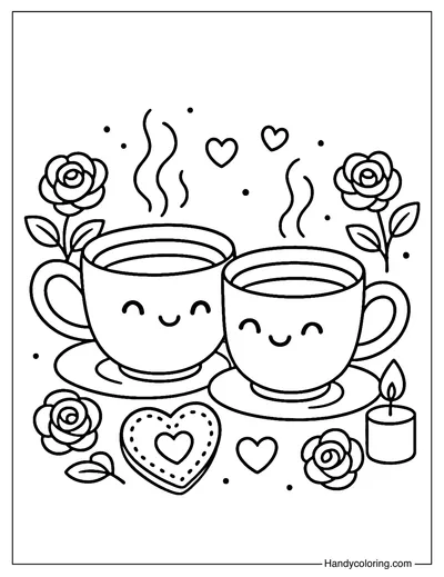Coffee Date Coloring Page