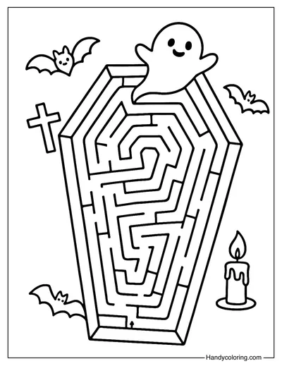 Coffin Maze Coloring Page