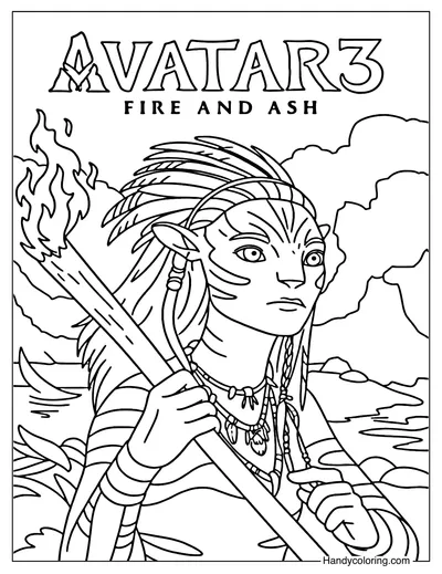 Coloring Page Avatar 3 Fire and Ash Free