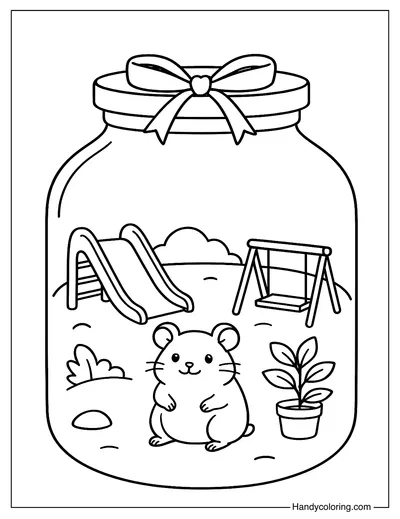 Coloring Page Hamster Playground in a Jar
