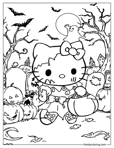 Coloring Page Hello Kitty Halloween