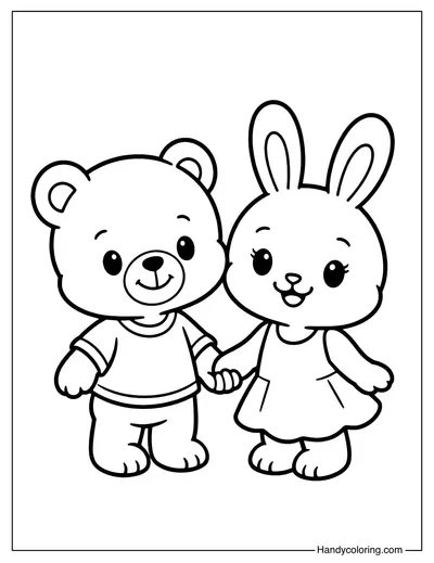 Coloring Page I Love You Holding Hands