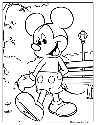 Coloring Page Mickey Mouse in the Park