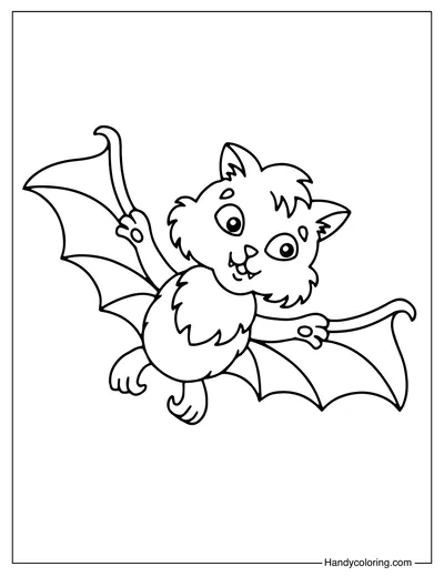 Coloring Page of Bat Cartoon