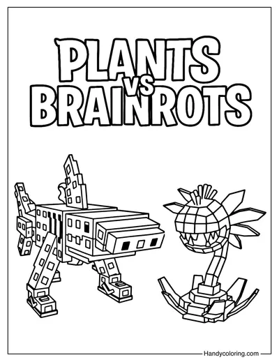 Coloring Page Plants vs Brainrots