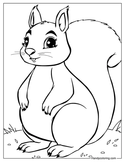 Coloring Sheet Squirrel with Fluffy Tail