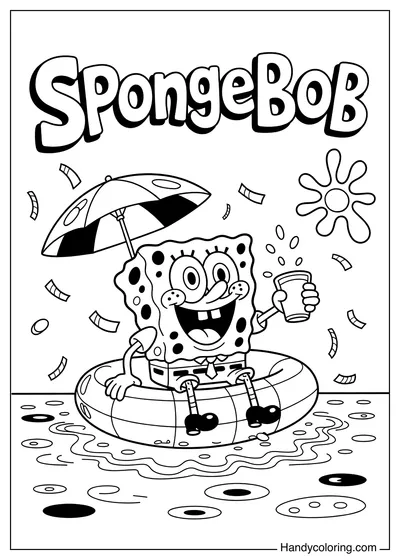 Coloring SpongeBob in a Large Float
