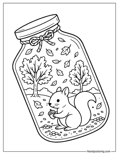 Coloring Squirrel Autumn in Whimsy Jar