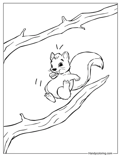 Coloring Squirrel Jumping Between Branches