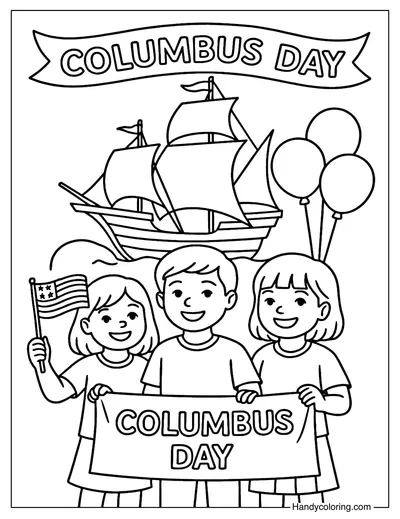 Columbus Day Celebration Coloring Page