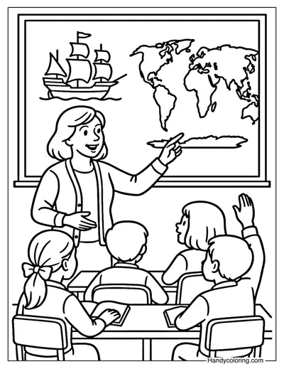 Columbus Day Classroom Coloring Page