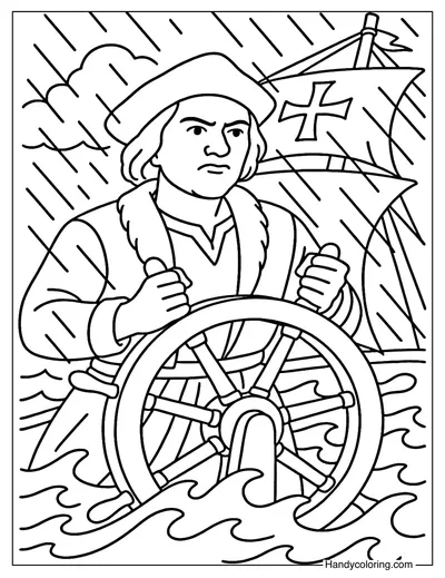 Columbus Steering Wheel Coloring Page
