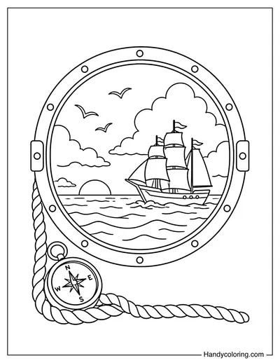 Columbus Voyage Through a Ship Porthole